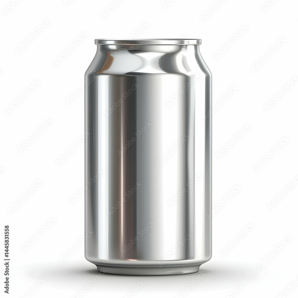 Metallic Soft Drink Can with Reflective Surface and No Label Metallic Soft Drink Can with Reflective Surface and No Label