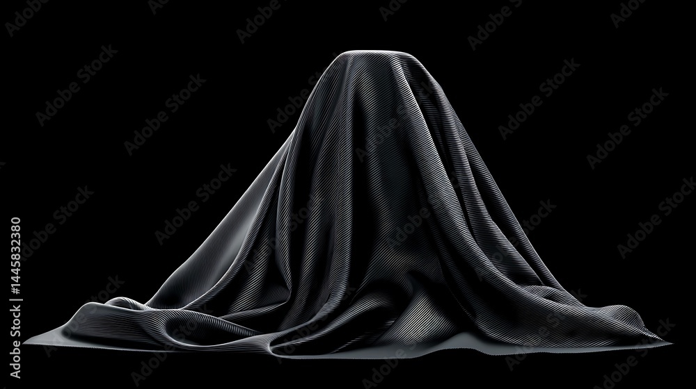 Naklejka premium Mysterious Black Silk Unveiling a Secret.