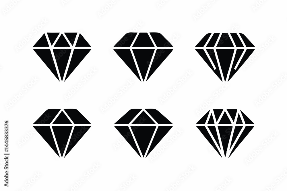 set of Diamond icon silhouette vector illustration set of Diamond icon silhouette vector illustration