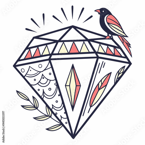 Diamond silhouette vector illustration