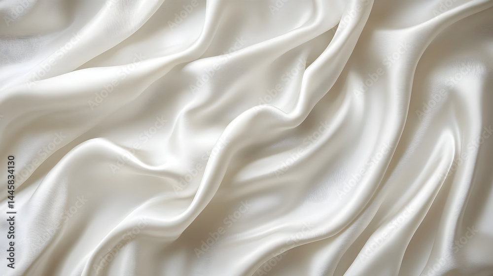 Silky white fabric texture close-up horizontal view soft environment elegant concept for design Silky white fabric texture close-up horizontal view soft environment elegant concept for design