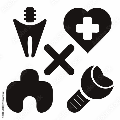Healthcare Black Icons in Bold Design