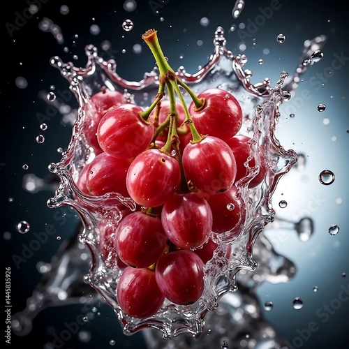 Red Grapes Splashing in Water: A Vibrant Image