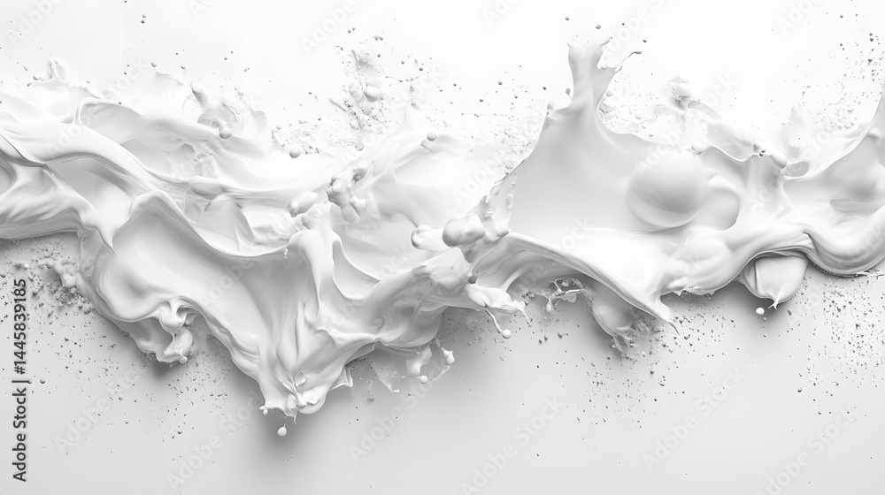 Dynamic splash of milk on horizontal pure white background high-quality food photography close-up Dynamic splash of milk on horizontal pure white background high-quality food photography close-up