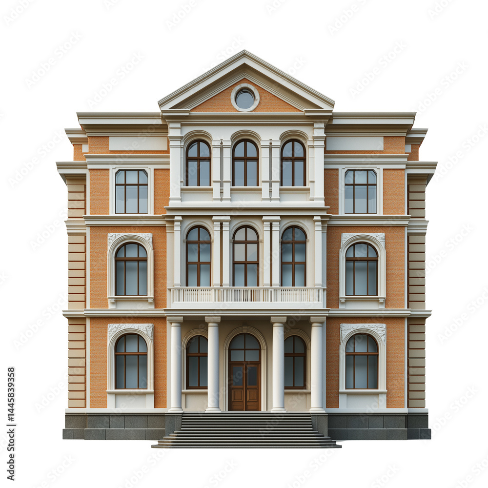 Fototapeta premium School Building Exterior Isolated on Transparent Background