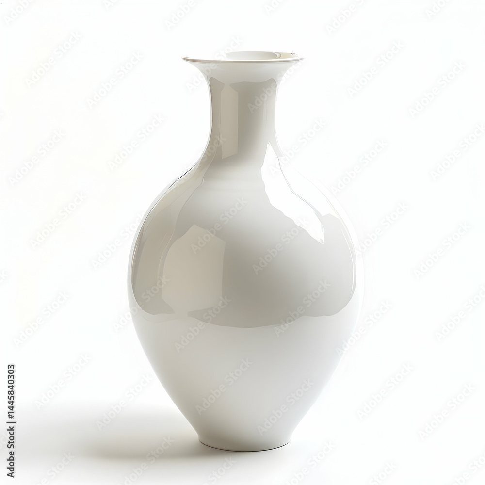 Elegant White Ceramic Vase with Smooth Finish and Curved Shape Elegant White Ceramic Vase with Smooth Finish and Curved Shape