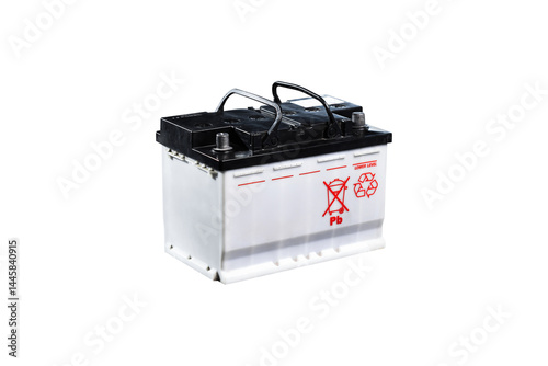 Obraz na płótnie Old Car Battery Isolated, A automotive lead acid battery with carrying handles. car part, power source, png file. w salonie