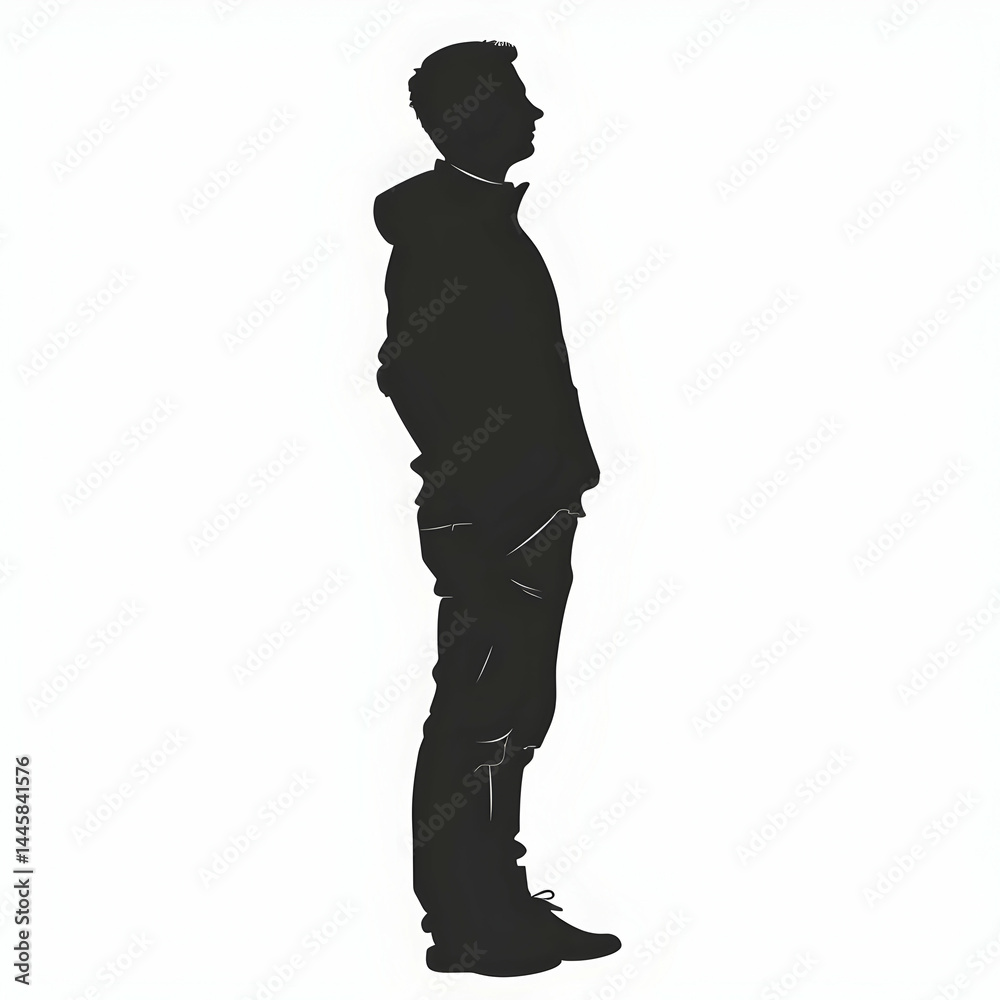 Silhouette of a Person Standing in Profile Against a Light Background Silhouette of a Person Standing in Profile Against a Light Background