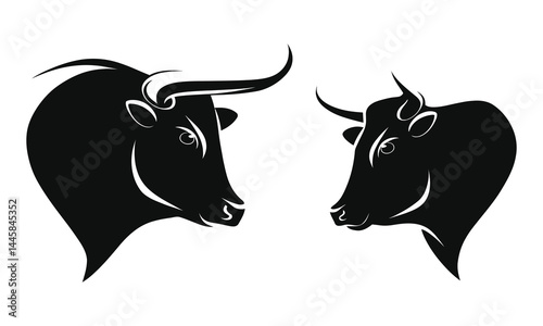 cow head silhouette vector illustration