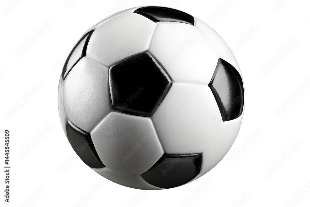 Naklejka premium Classic soccer ball, featuring black pentagons and white hexagons, centered. Simple