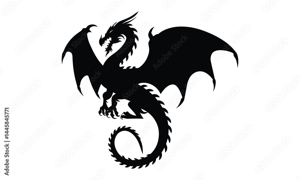 Fototapeta premium dragon silhouette vector illustration
