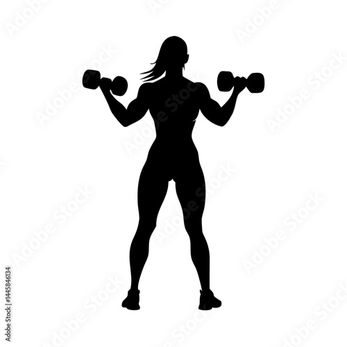 silhouette of a woman exercising with dumbbells