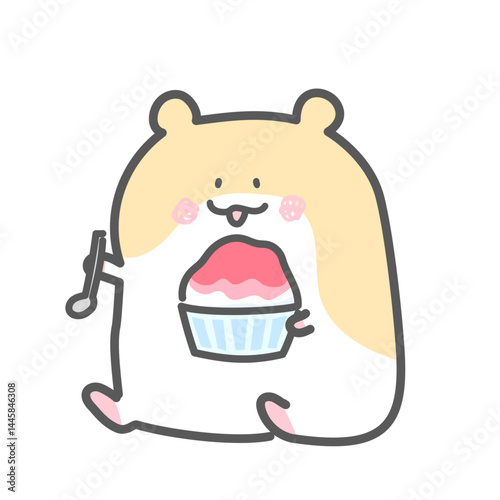 かき氷を食べるゴールデンハムスター
