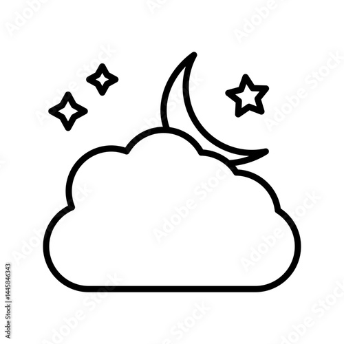 Moon Icon Set, Silhouette Style, on white background.