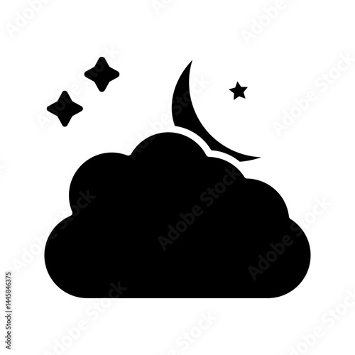Moon Icon Set, Silhouette Style, on white background.