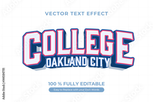 College Editable Vector Text Effect Design, Sport Text Style Design.