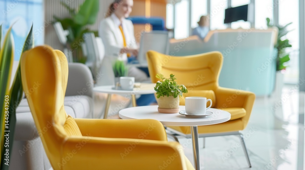 Obraz premium Modern Workspace with Comfortable Chairs and Relaxing Atmosphere