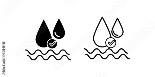 Skin hydration line outline icon set, vector illustration on white background.