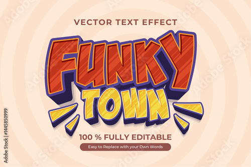 Funky town 3d editable vector text effect