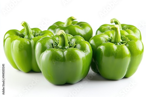 Fresh vibrant green bell peppers a healthy and delicious vegetable displayed against a bright white