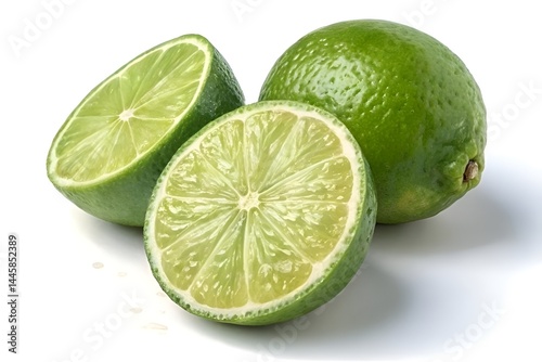 Fresh Lime Close-Up on White Background – Juicy Green Citrus Minimalist Composition