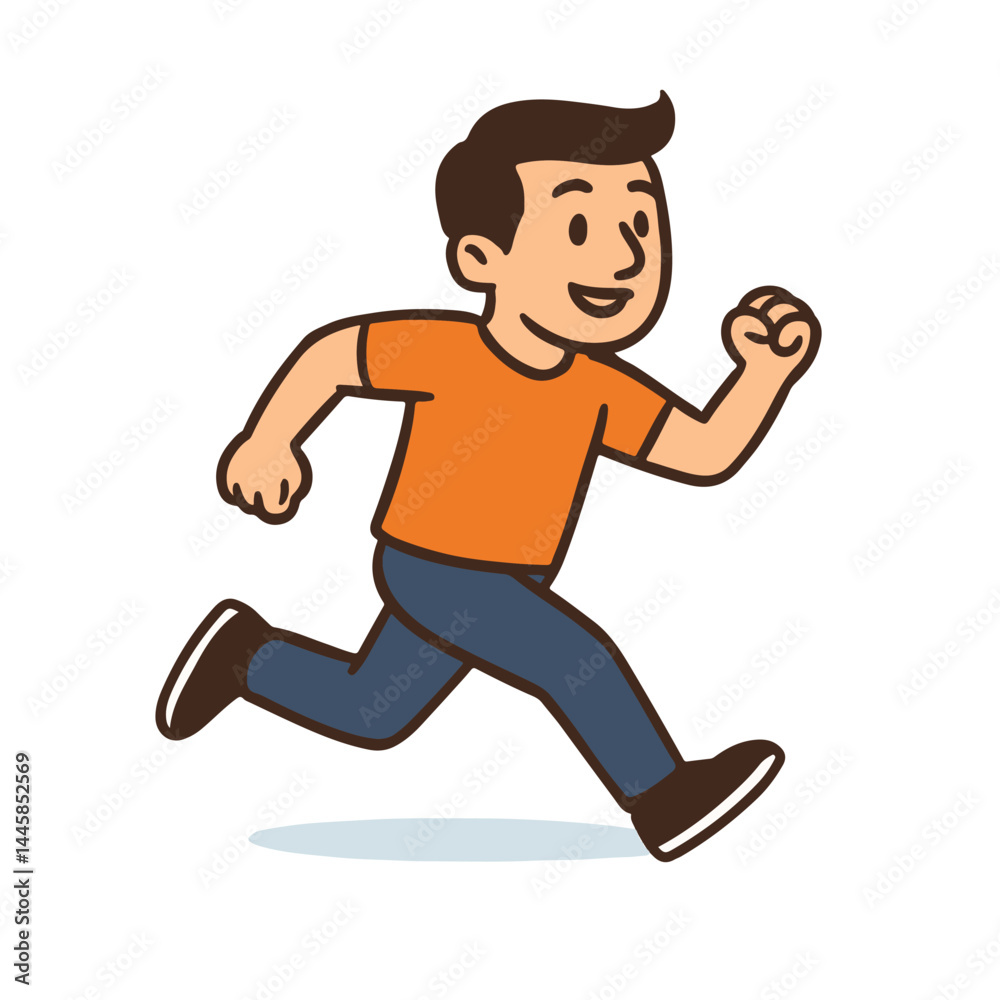 happy cute little man run in marathon game happy cute little man run in marathon game