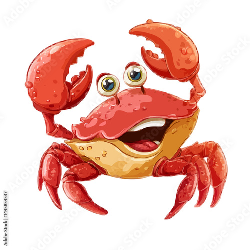 A smiling cartoon crab