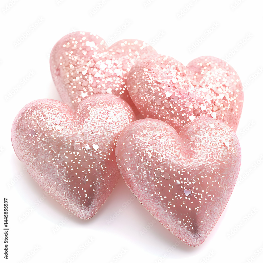 Obraz premium Shimmering Pink Glitter Hearts for Romantic Celebrations and Decor