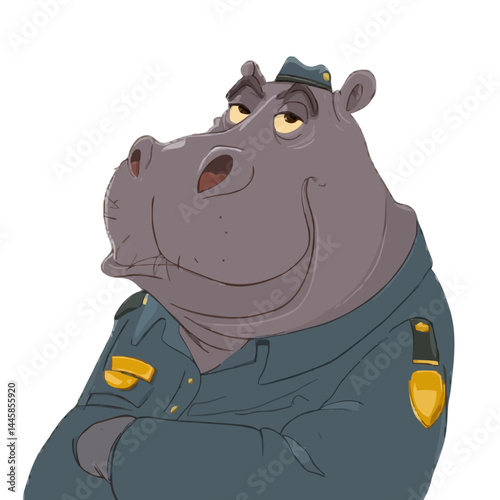 A hippo police officer cartoon illustration