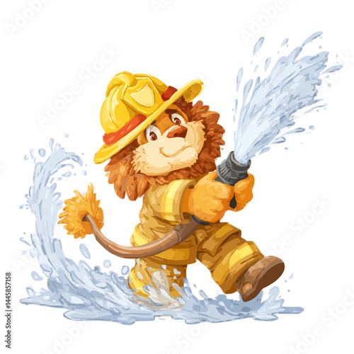 A Brave Lion Firefighter in Action