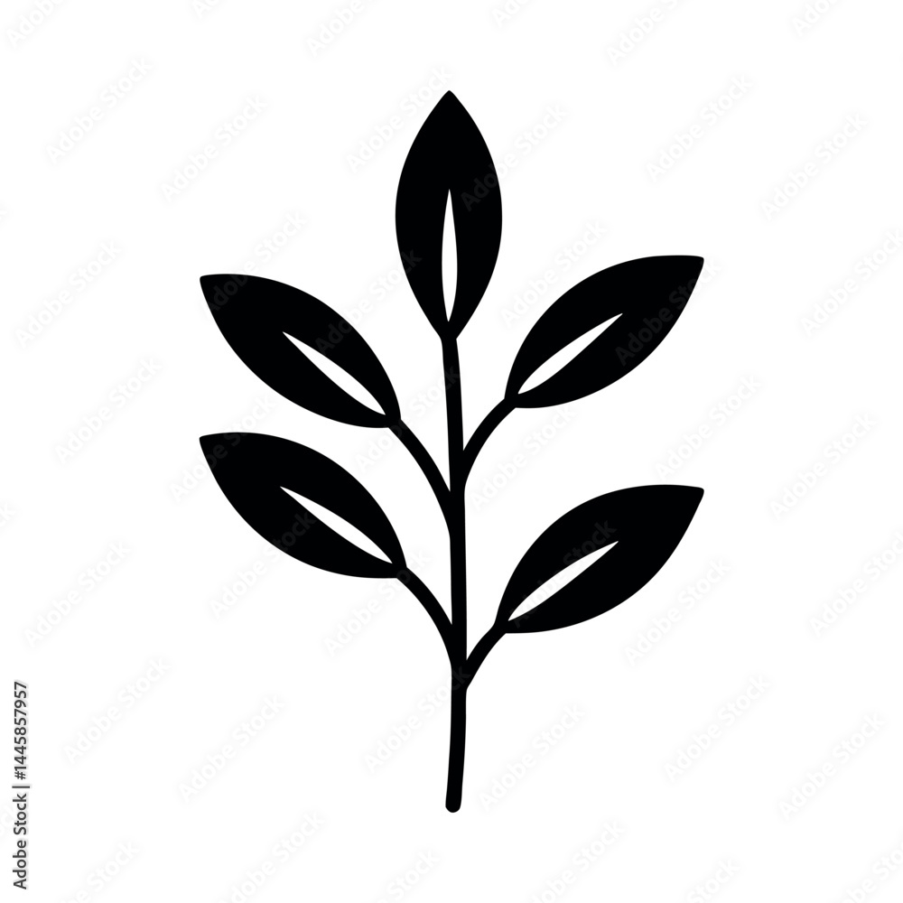 Fototapeta premium Botanical Plant Silhouette Vector