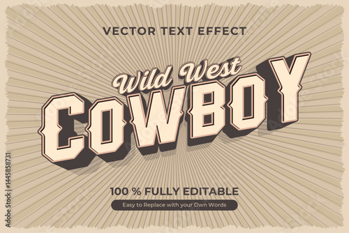 Editable Wild West Cowboy vector text effect. Perfect for vintage designs.
