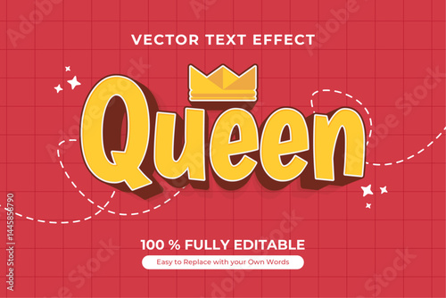 Editable Queen Text Effect Design with Crown