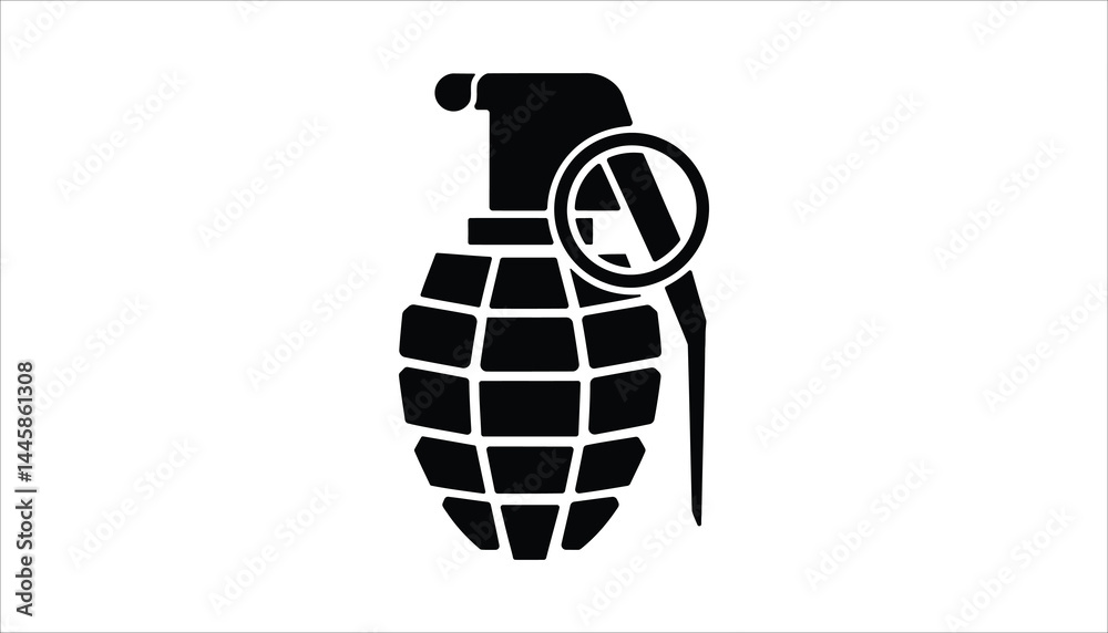 Hand Grenade Silhouette Icon – Explosive Military Weapon Vector Illustration