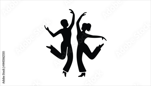 Dancing Women Silhouette – Female Dancers in Motion Vector Illustration