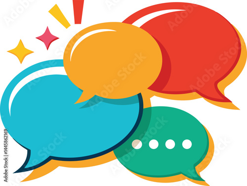 Colorful Speech Bubbles for Communication and Dialogue