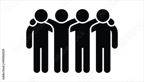 Team Unity Silhouette Icon – Group of People Standing Together Vector Illustration