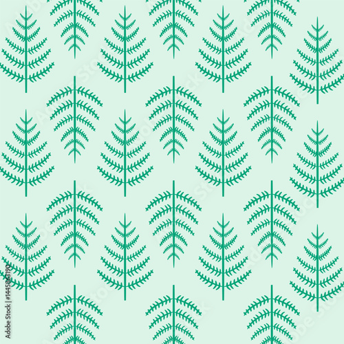 Stylized Evergreen Leaves with Repeating Pattern