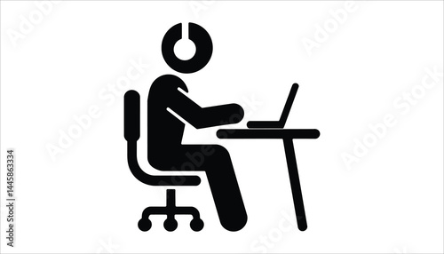 Customer Support Icon – Remote Work Desk Setup with Laptop and Headphones Vector
