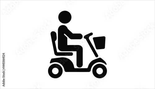Person Riding Mobility Scooter Silhouette Vector Icon