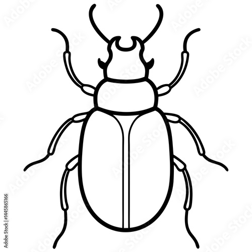 Clean Vector Outline of a Dung Stag Beetle