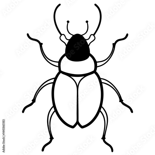 Clean Vector Outline of a Dung Stag Beetle