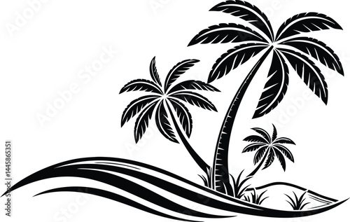 Minimalist Palm Tree Silhouette Icon – Tropical Beach Vector Illustration