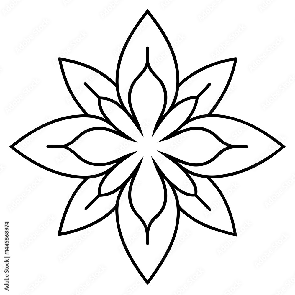 Fototapeta premium Elegant Canna Blossom Mandala Outline Vector
