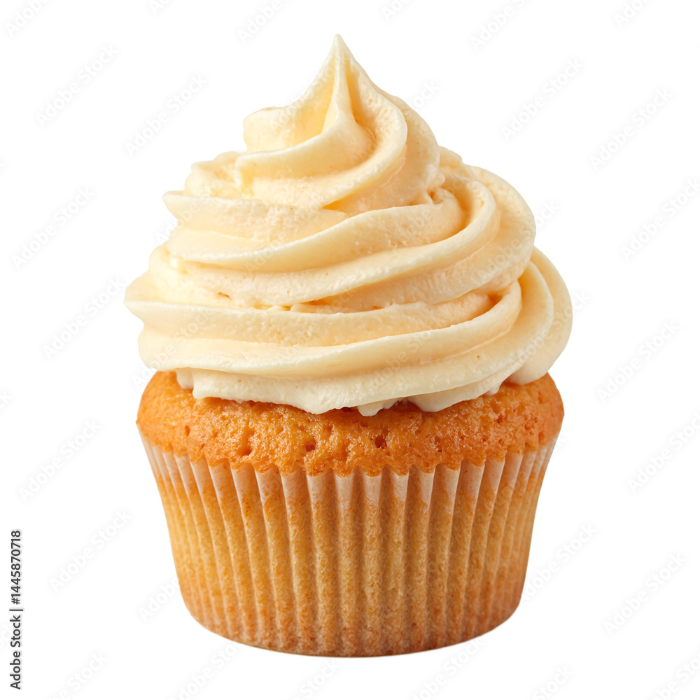 Isolated sweet potato cupcake with spiced frosting perfect for food blogs and publications Isolated sweet potato cupcake with spiced frosting perfect for food blogs and publications