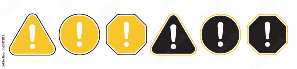 Warning sign. Danger triangle icon. Red warning signs. Important attention danger sign. Warning or Danger Sign Icon Set Vector Design. Warning sign. Danger triangle icon. Red warning signs. Important attention danger sign. Warning or Danger Sign Icon Set Vector Design.
