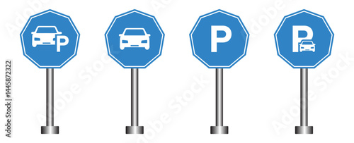Car park sign. blue parking sign parking zone icon. Park signal, p symbol,  vector illustration.