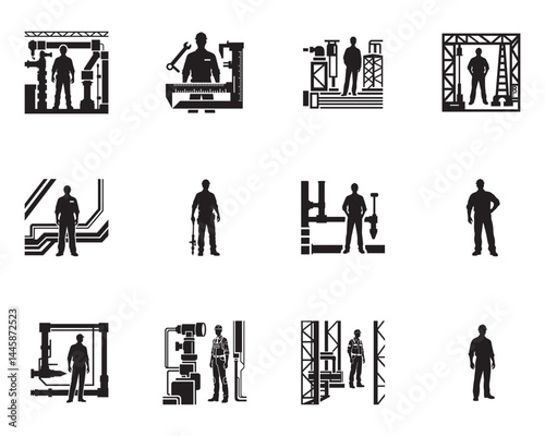 Engineer Silhouette Vector – Clean Black Design on White