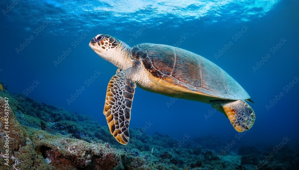 Fototapeta premium loggerhead sea turtle caretta caretta
