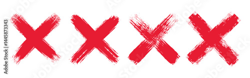 Cross mark. red grunge Crossmark. Hand drawn check signs isolated on white background. Checklist marks set - stock vector.